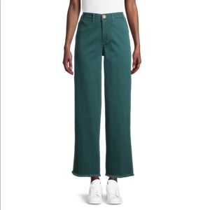 High Waisted Crop Wide Leg Pants with Fringe